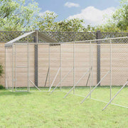 Vanjski kavez za pse s krovom srebrni 12 x 12 x 2,5 m čelični