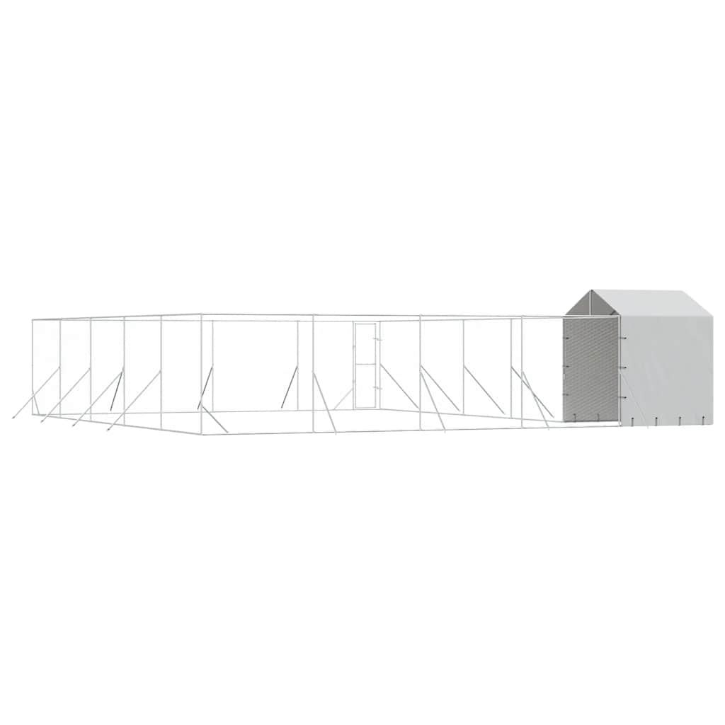 Vanjski kavez za pse s krovom srebrni 10 x 10 x 2,5 m čelični