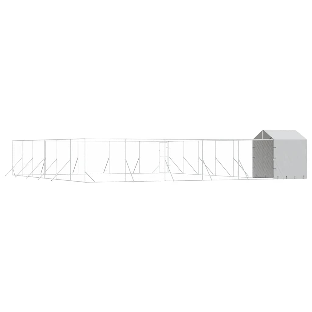 Vanjski kavez za pse s krovom srebrni 12 x 12 x 2,5 m čelični