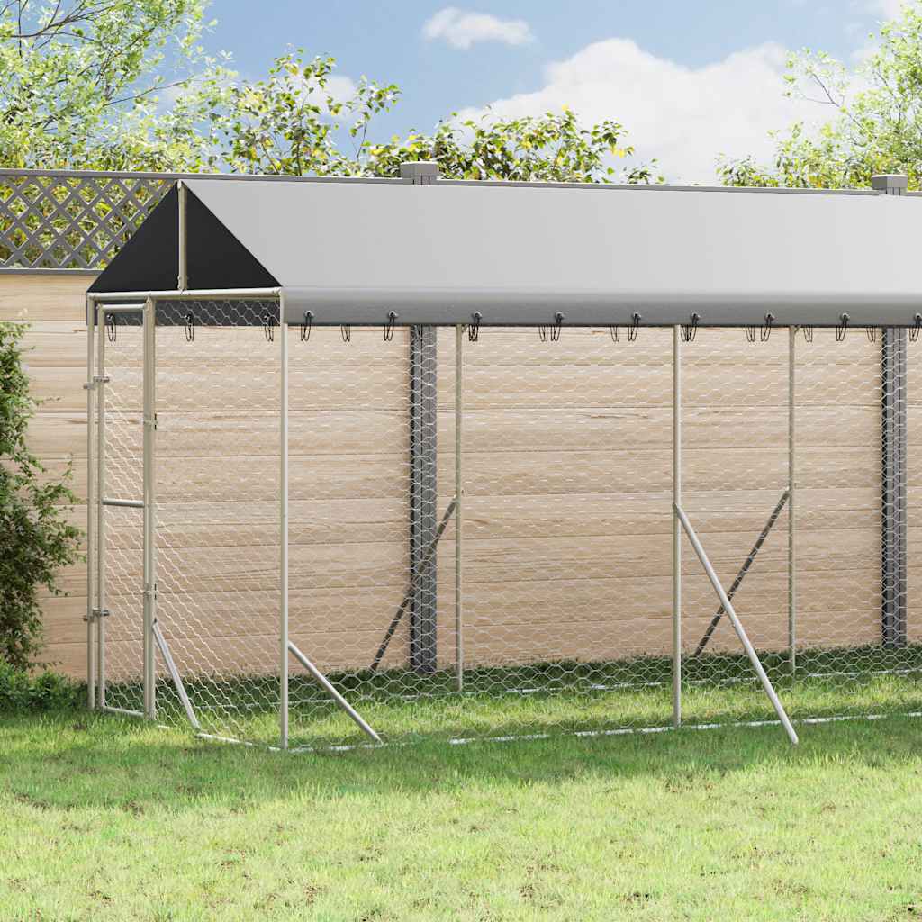 Vanjski kavez za pse s krovom srebrni 2x14x2,5m pocinčani čelik