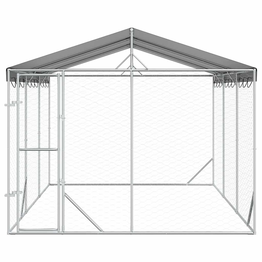 Vanjski kavez za pse s krovom srebrni 3 x 4,5 x 2,5 m čelični