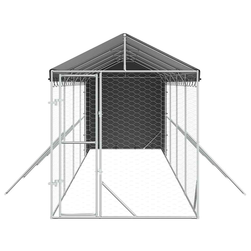 Vanjski kavez za pse s krovom srebrni 2x10x2,5m pocinčani čelik