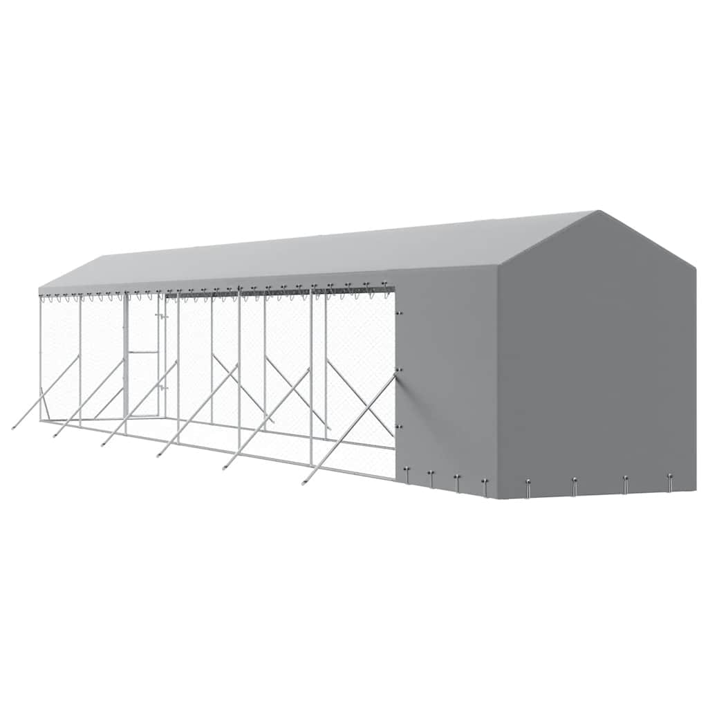Vanjski kavez za pse s krovom srebrni 2x14x2,5m pocinčani čelik