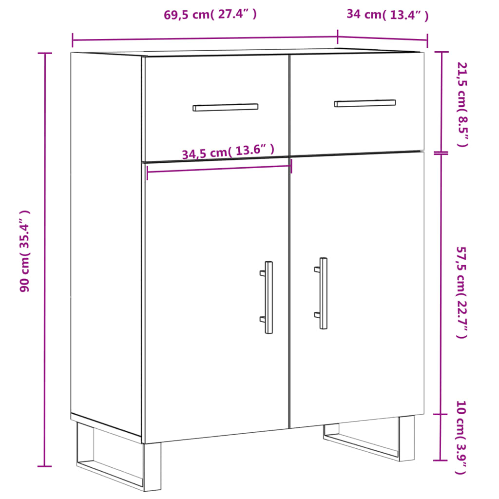 Komoda boja hrasta sonome 69,5x34x90 cm od konstruiranog drva