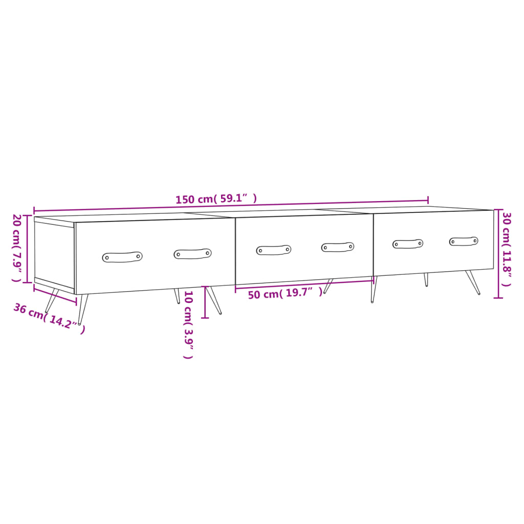 TV ormarić crni 150 x 36 x 30 cm od konstruiranog drva