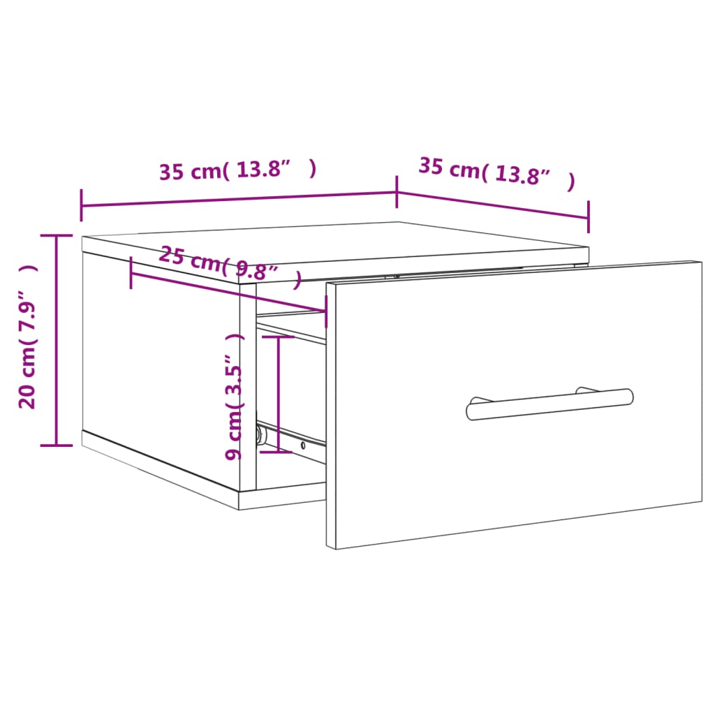 Zidni noćni ormarići 2 kom bijeli 35 x 35 x 20 cm