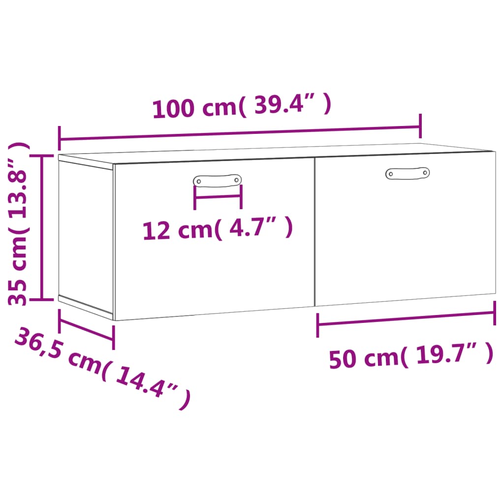 Zidni ormarić boja hrasta 100 x 36,5 x 35 cm konstruirano drvo