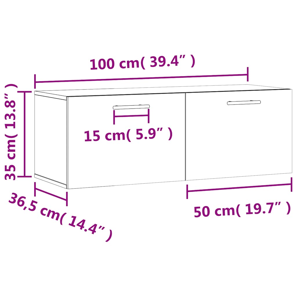 Zidni ormarić bijeli 100 x 36,5 x 35 cm od konstruiranog drva