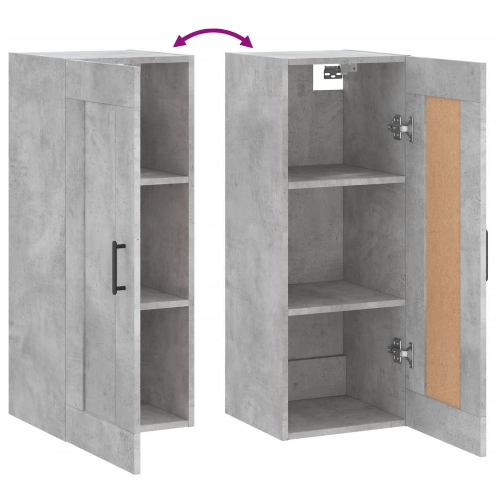 Zidni ormarić boja betona 34,5x34x90 cm od konstruiranog drva