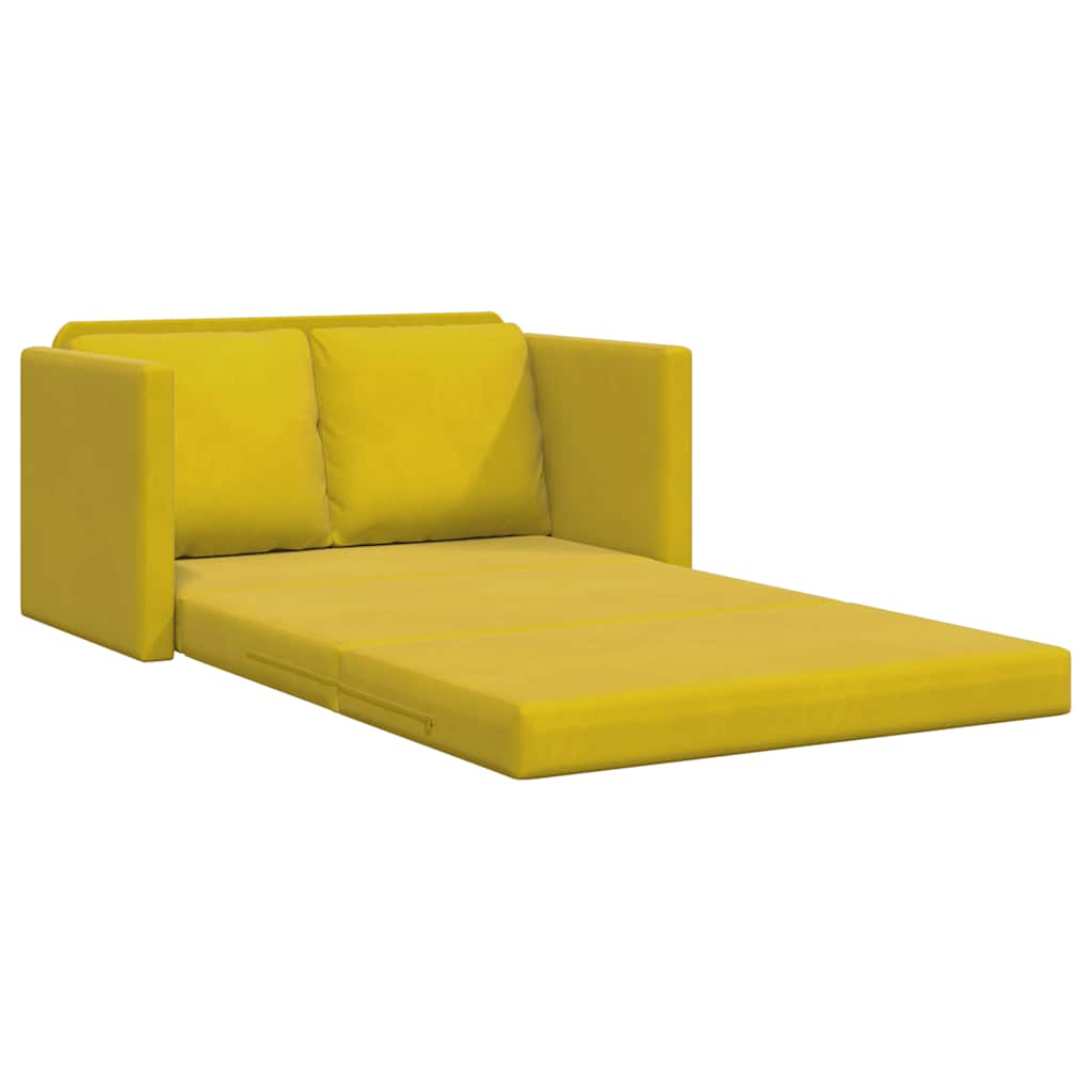 Podni kauč na razvlačenje 2-u-1 tamnožuti 122x204x55 cm baršun