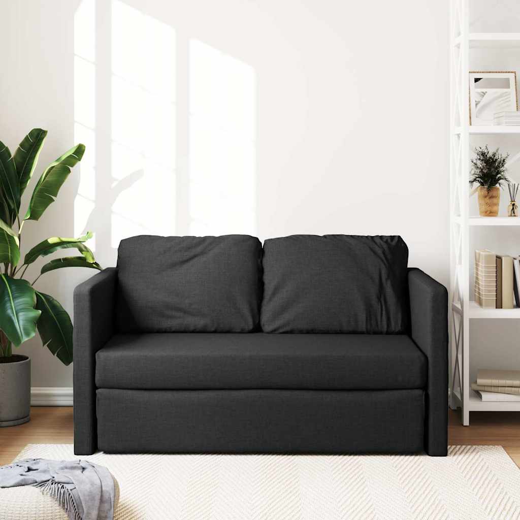 Podni kauč na razvlačenje 2-u-1 crni 112x174x55 cm od tkanine