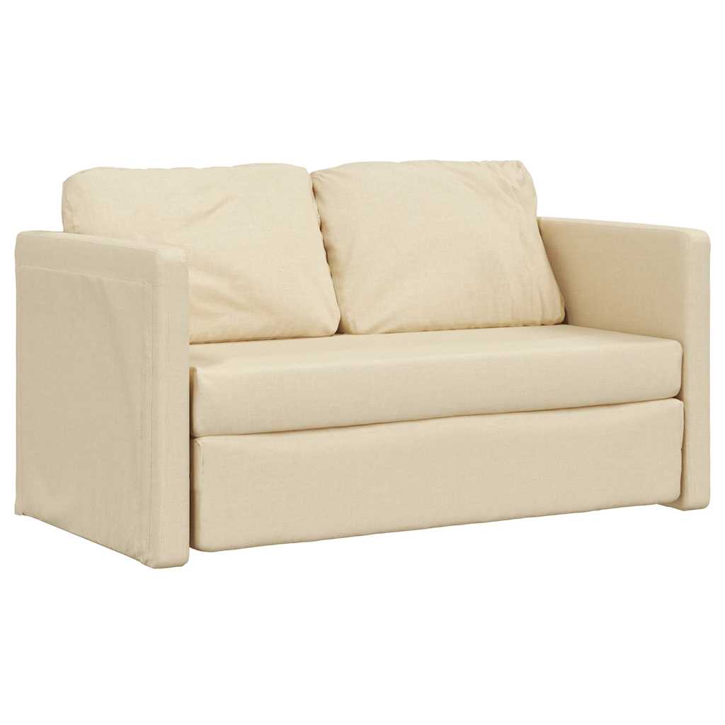 Podni kauč na razvlačenje 2-u-1 krem 112x174x55 cm od tkanine