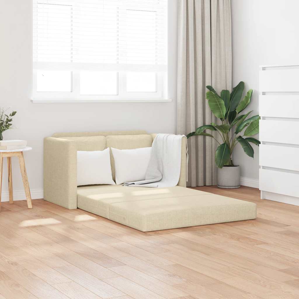 Podni kauč na razvlačenje 2-u-1 krem 112x174x55 cm od tkanine