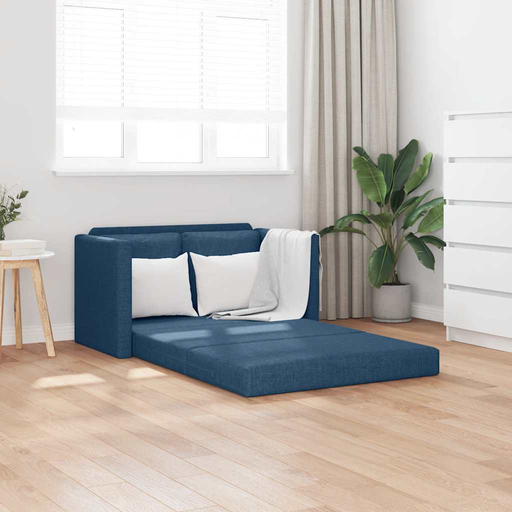 Podni kauč na razvlačenje 2-u-1 plavi 112x174x55 cm od tkanine