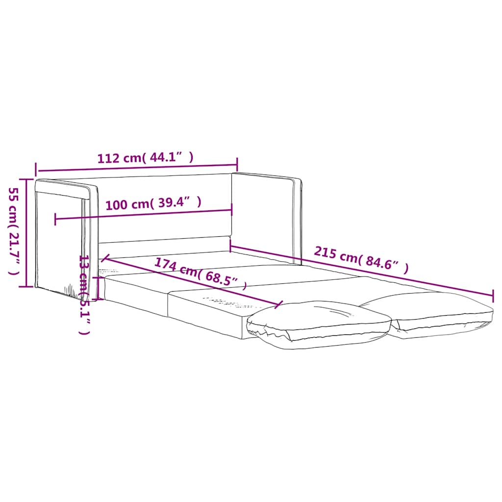 Podni kauč na razvlačenje 2-u-1 krem 112x174x55 cm umjetna koža