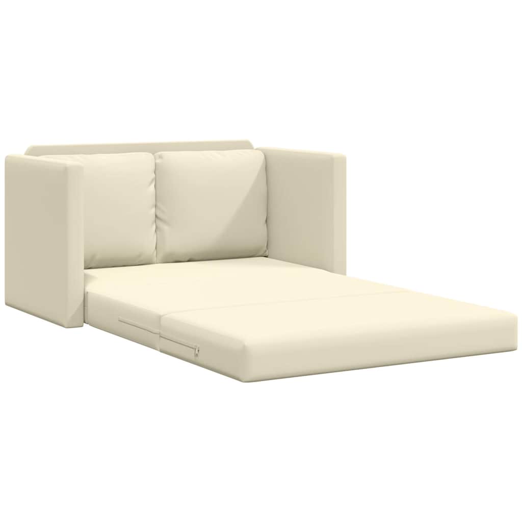 Podni kauč na razvlačenje 2-u-1 krem 112x174x55 cm umjetna koža