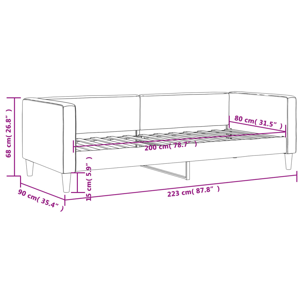 Dnevni krevet smeđesivi 80 x 200 cm od tkanine