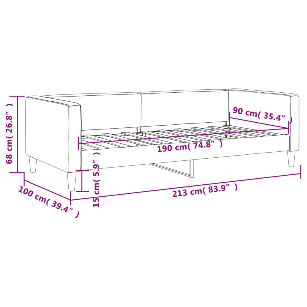 Dnevni krevet crni 90 x 190 cm od tkanine