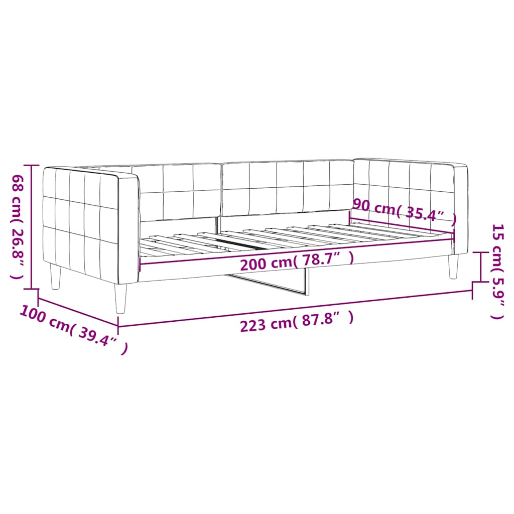 Dnevni krevet plavi 90 x 200 cm baršunasti