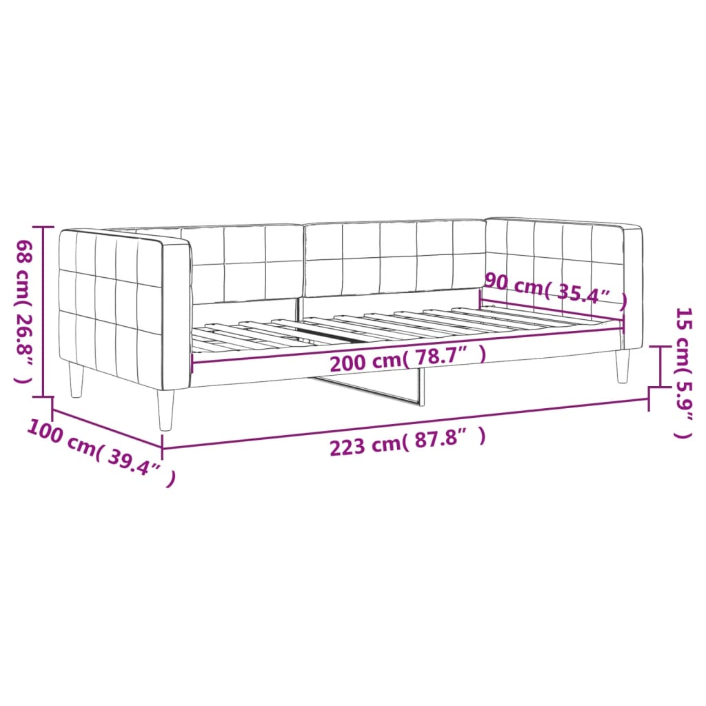 Dnevni krevet tamnosivi 90 x 200 cm baršunasti