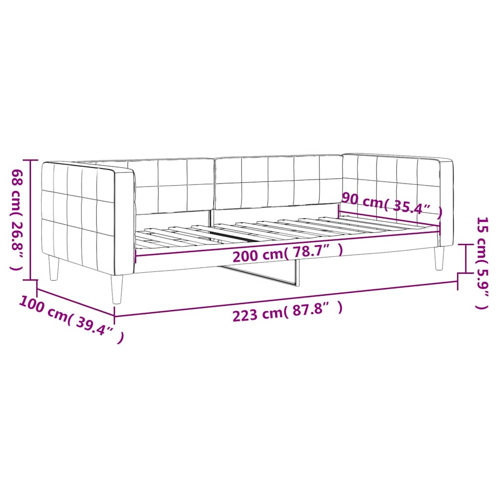 Dnevni krevet žuti 90 x 200 cm baršunasti