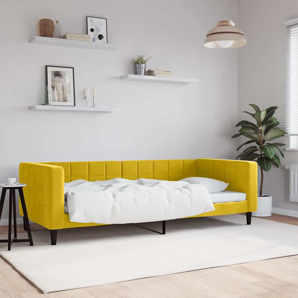 Dnevni krevet žuti 90 x 200 cm baršunasti