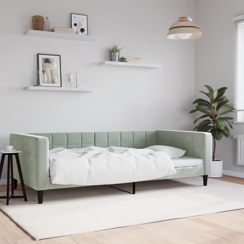 Dnevni krevet svjetlosivi 100 x 200 cm baršunasti