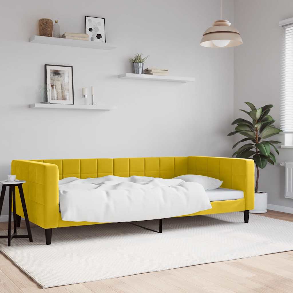 Dnevni krevet žuti 100 x 200 cm baršunasti