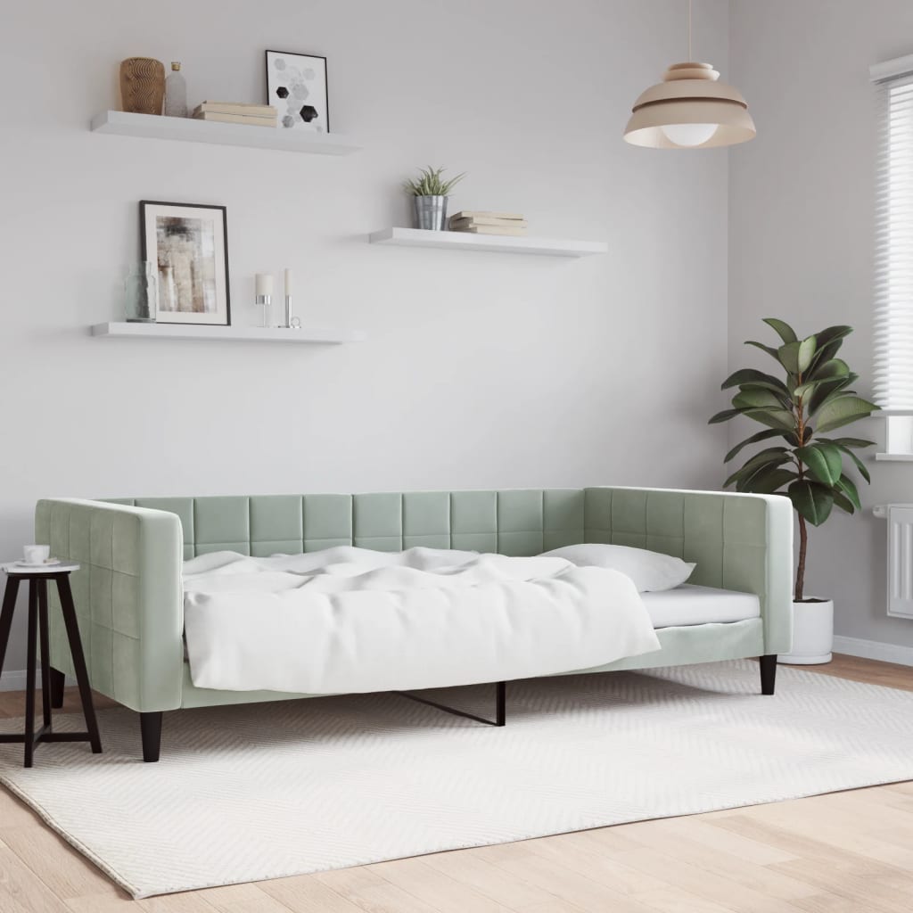 Dnevni ležaj svjetlosivi 100x190 cm baršunasti