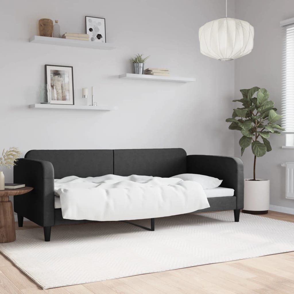 Dnevni krevet crni 90 x 200 cm od tkanine
