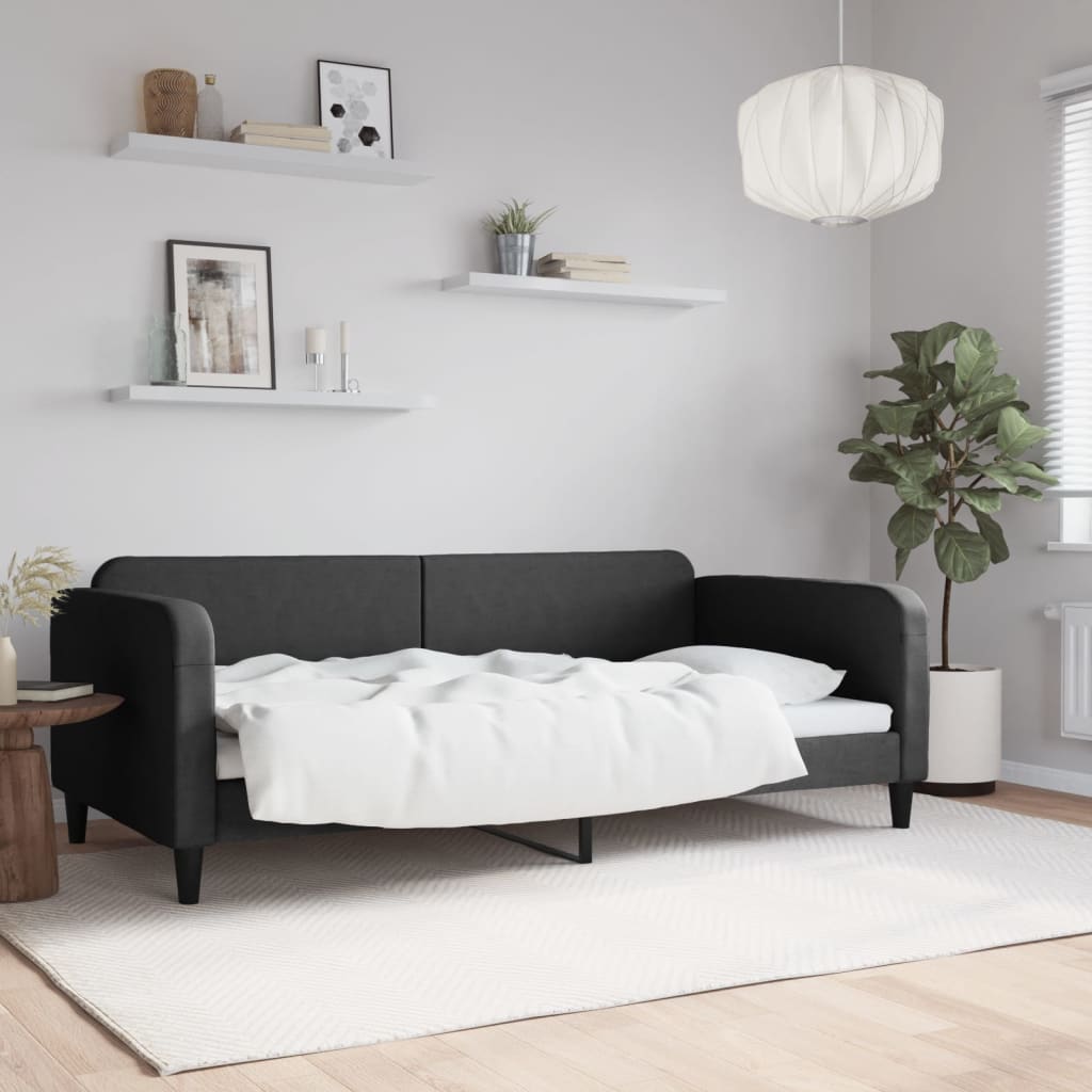 Dnevni krevet crni 100 x 200 cm od tkanine