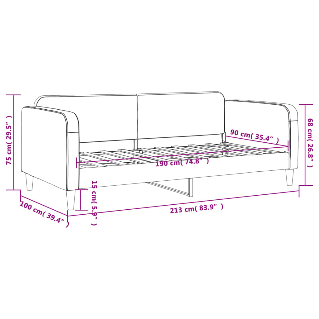 Dnevni krevet svjetlosivi 90 x 190 cm od tkanine