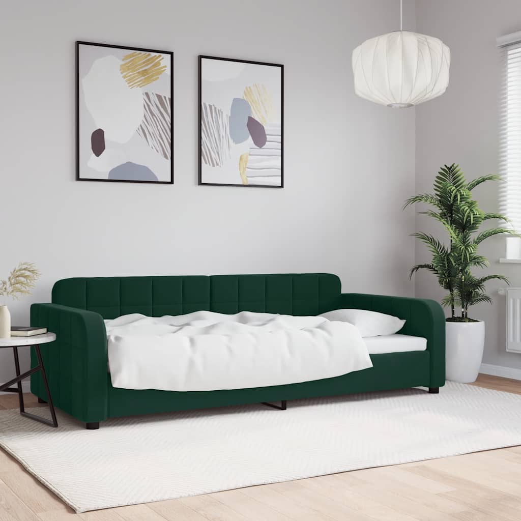 Dnevni krevet tamnozeleni 90 x 200 cm baršunasti