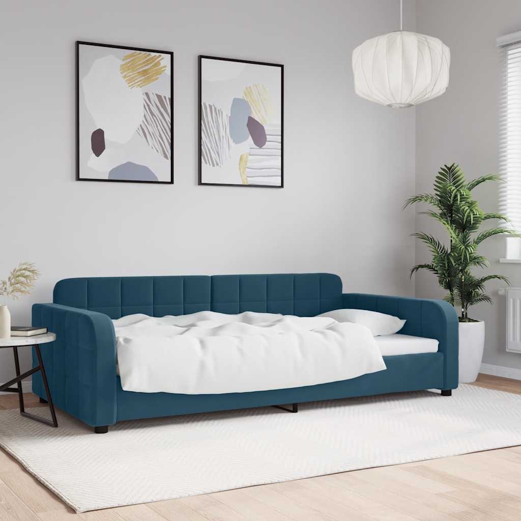 Dnevni krevet plavi 100 x 200 cm baršunasti