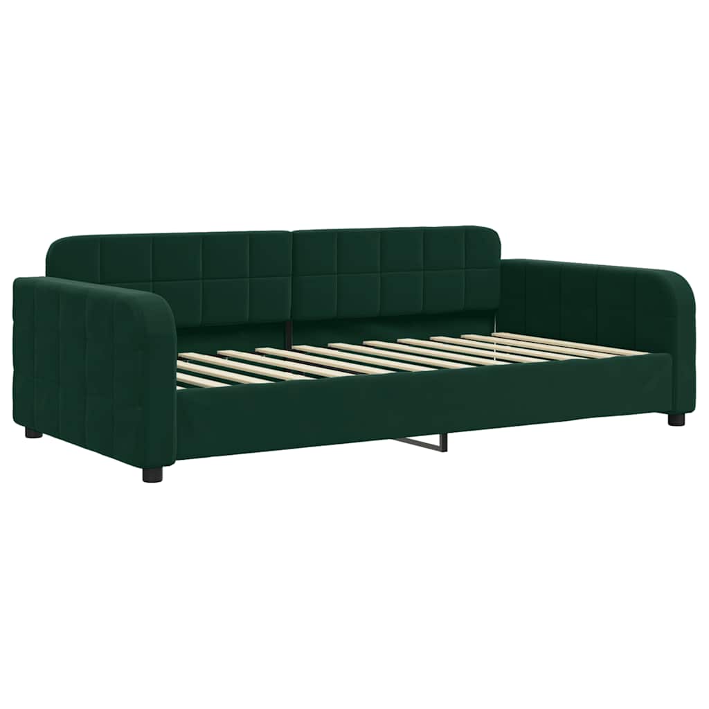 Dnevni krevet tamnozeleni 100 x 200 cm baršunasti