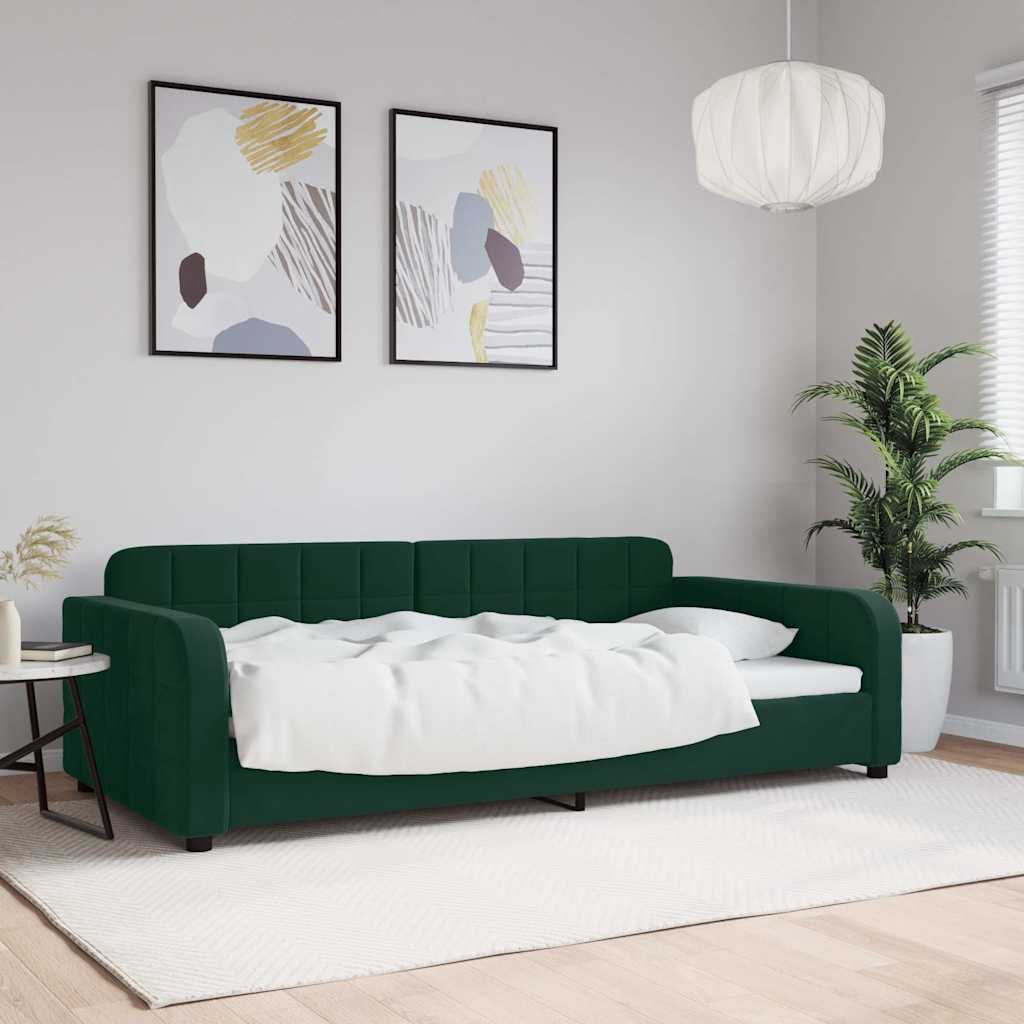 Dnevni krevet tamnozeleni 100 x 200 cm baršunasti