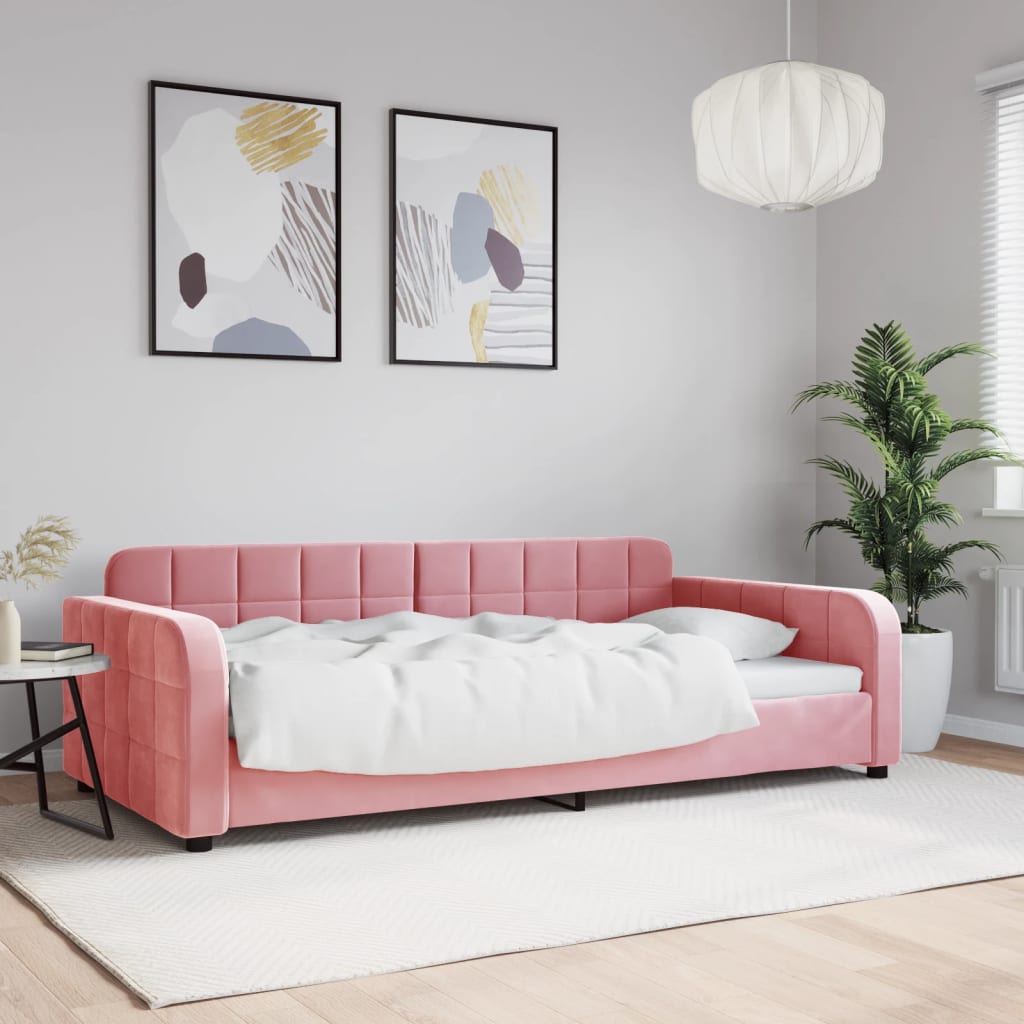 Dnevni krevet ružičasti 100 x 200 cm baršunasti