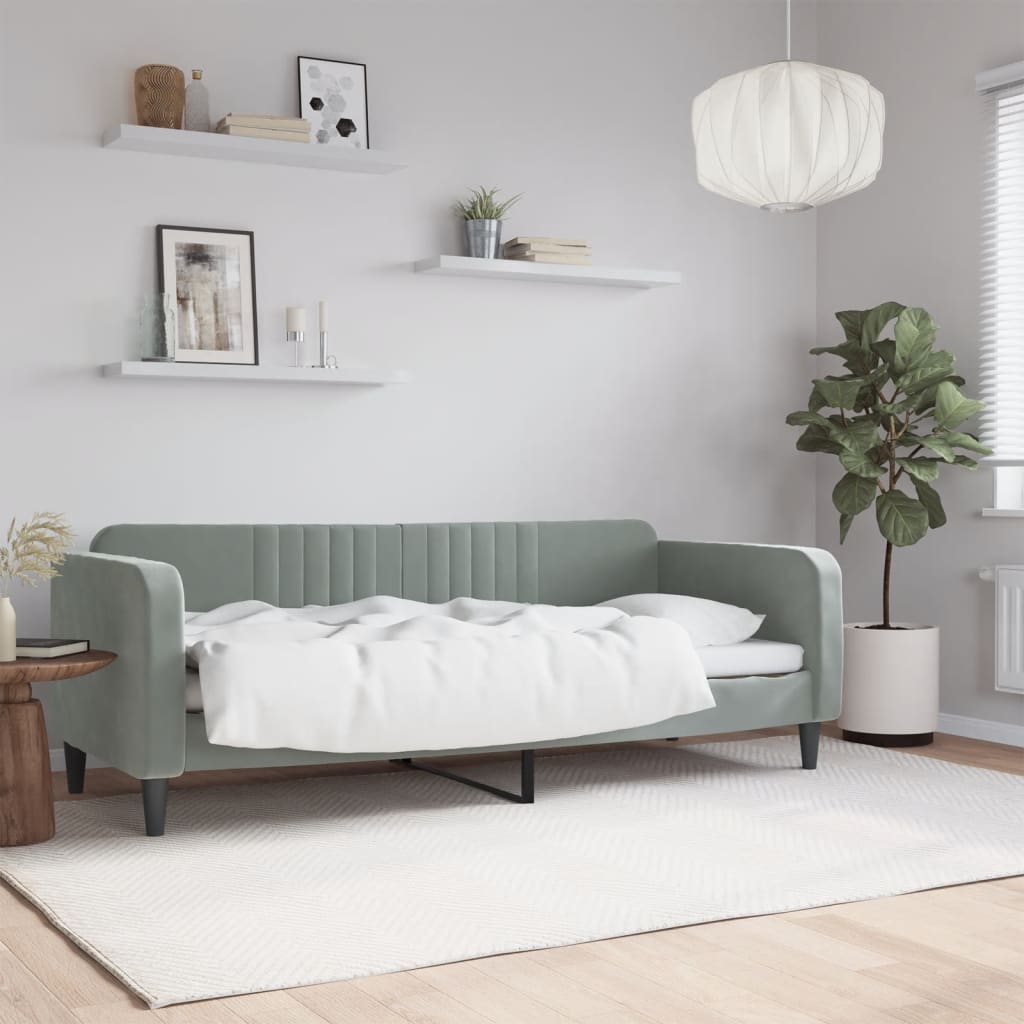 Dnevni krevet svjetlosivi 80 x 200 cm baršunasti