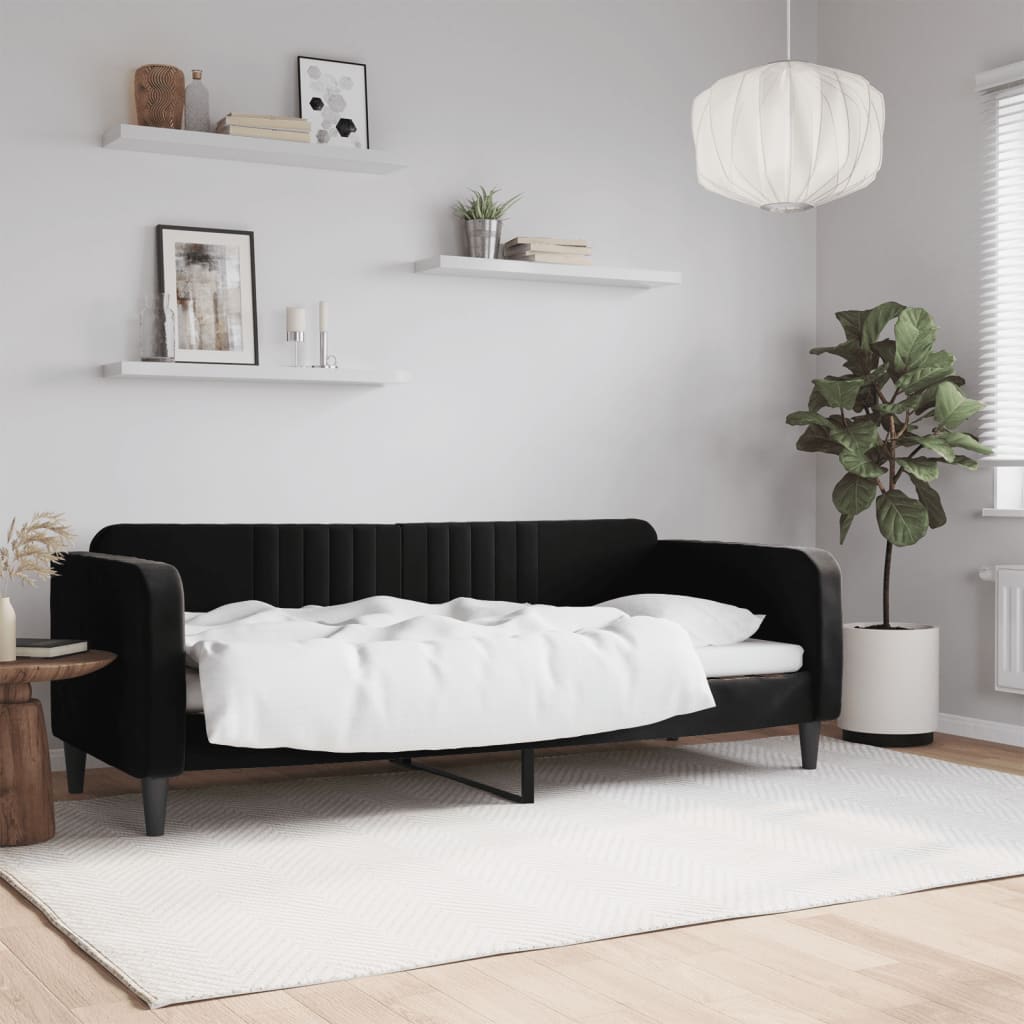 Dnevni krevet crni 80 x 200 cm baršunasti