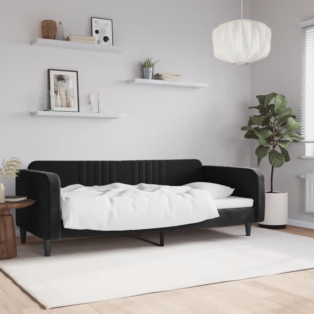 Dnevni krevet crni 90 x 200 cm baršunasti