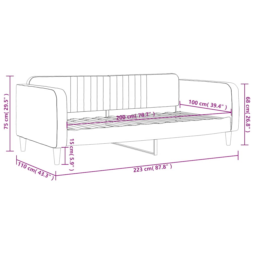 Dnevni krevet plavi 100 x 200 cm baršunasti