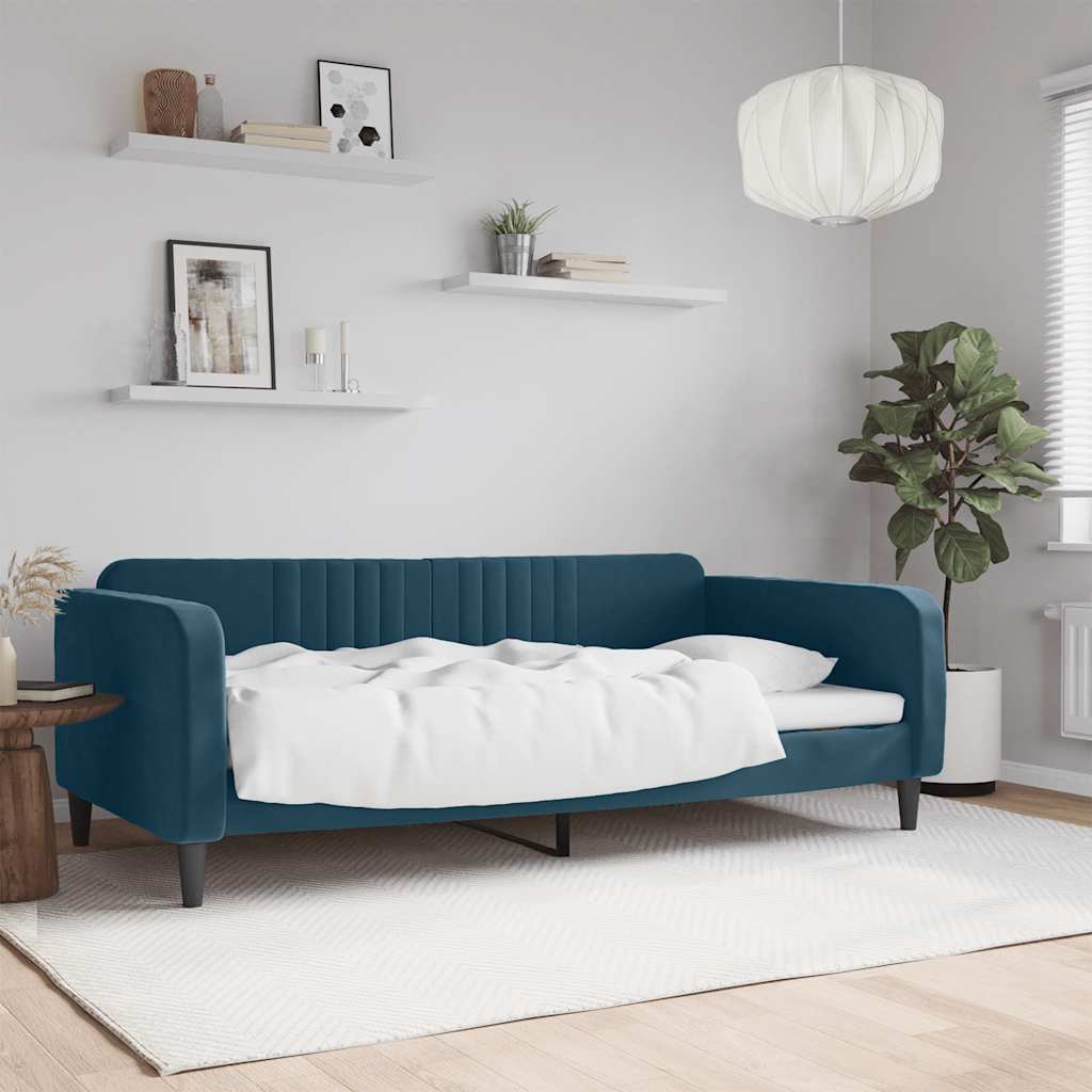 Dnevni krevet plavi 100 x 200 cm baršunasti