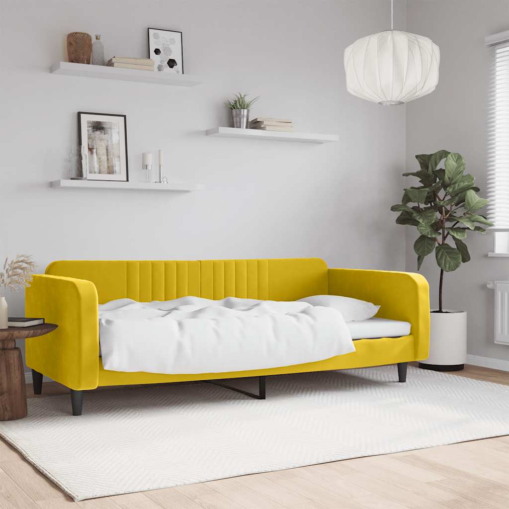 Dnevni krevet žuti 100 x 200 cm baršunasti