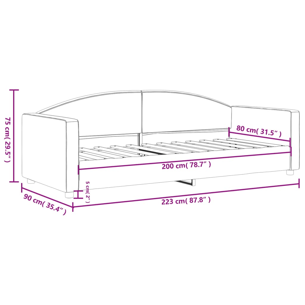 Dnevni krevet tamnosivi 80 x 200 cm od tkanine
