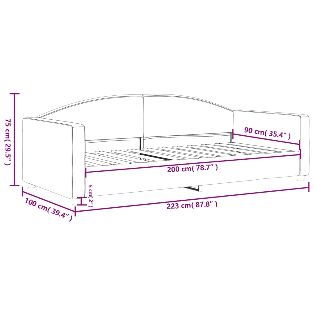 Dnevni krevet krem 90 x 200 cm od tkanine