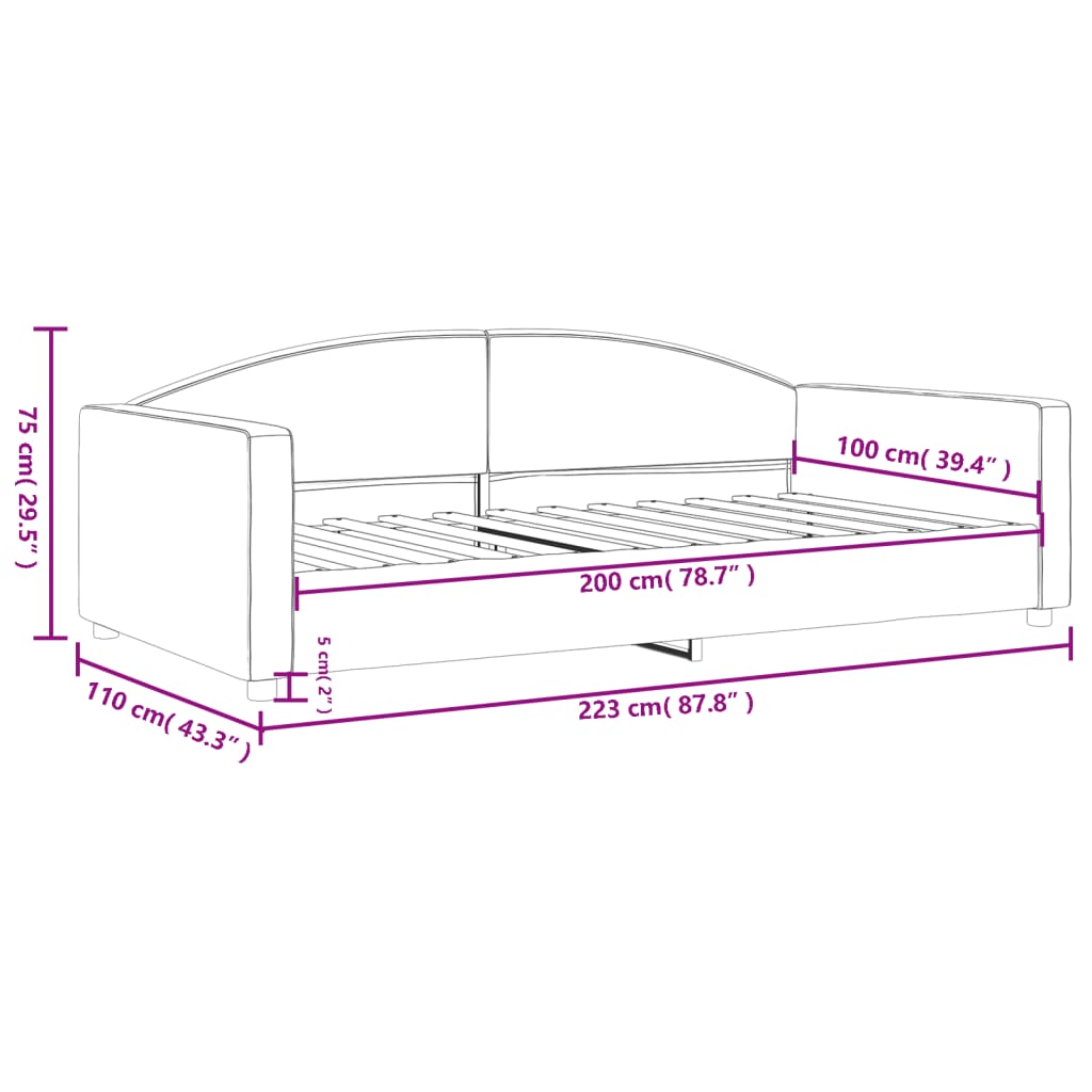 Dnevni krevet smeđesivi 100 x 200 cm od tkanine