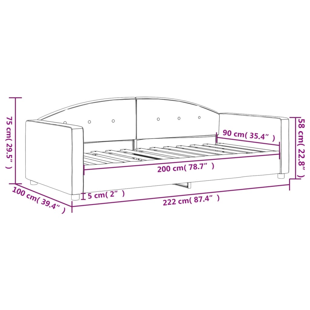 Dnevni krevet crni 90 x 200 cm baršunasti