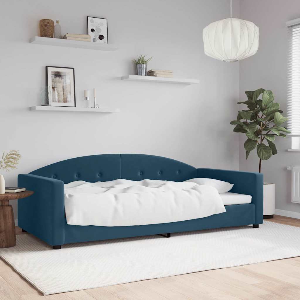 Dnevni krevet plavi 100 x 200 cm baršunasti