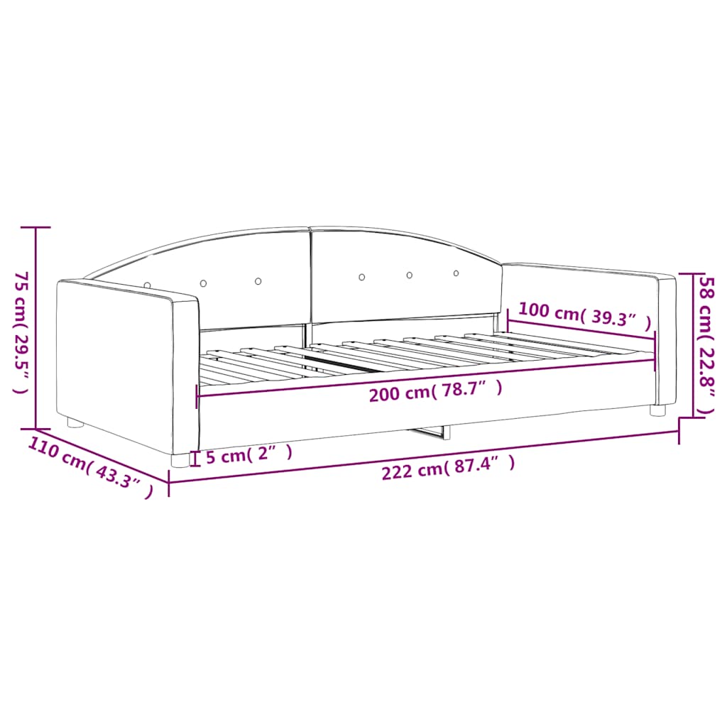 Dnevni krevet tamnozeleni 100 x 200 cm baršunasti