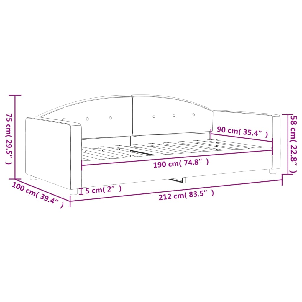 Dnevni krevet svjetlosivi 90 x 190 cm baršunasti